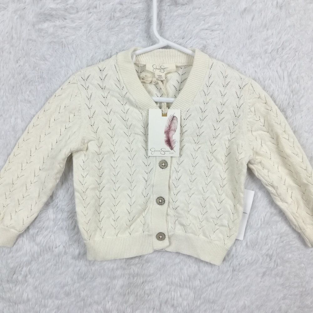 Jessica Simpson‎ Girl Baby Sweater Cardigan Ivory Knit Infant 24M New